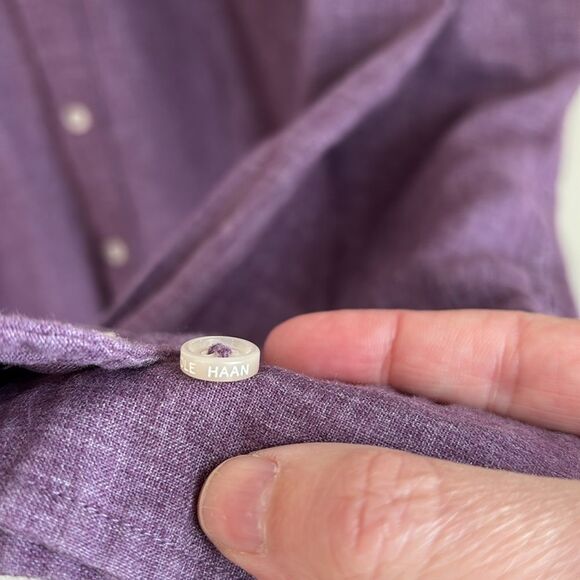 Cole Haan Men's linen blend Purple Button-Up button down casual Shirt XL NWOT! - Picture 6 of 10